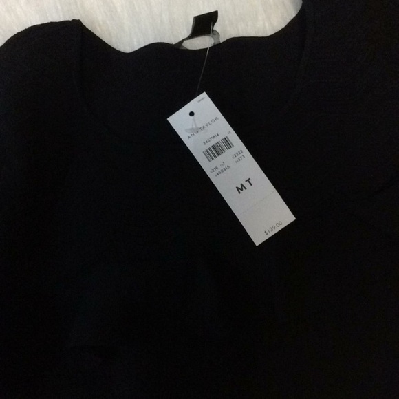 Ann Taylor Ann Taylor Chevron Ruffle Sweater Dress in Black. - Picture 7 of 8